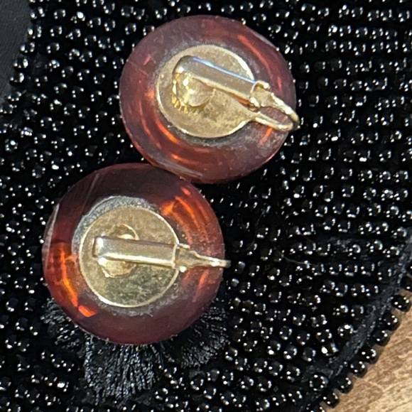Vintage 1950 Round Completely Translucent Orange Earrings Acrylic Look excellent - Picture 5 of 6